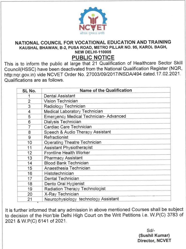Public-Notice-of-deactivation-of-21-Qualifications-of-Healthcare-SSC