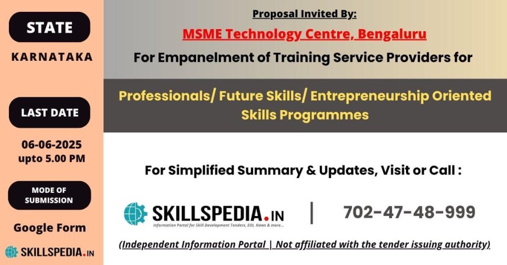 Invitation of Proposal for Empanelment of Training Service Providers for Professionals/ Future Skills/ Entrepreneurship Oriented Skills Programmes