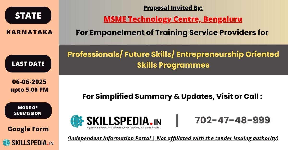 Invitation of Proposal for Empanelment of Training Service Providers for Professionals/ Future Skills/ Entrepreneurship Oriented Skills Programmes