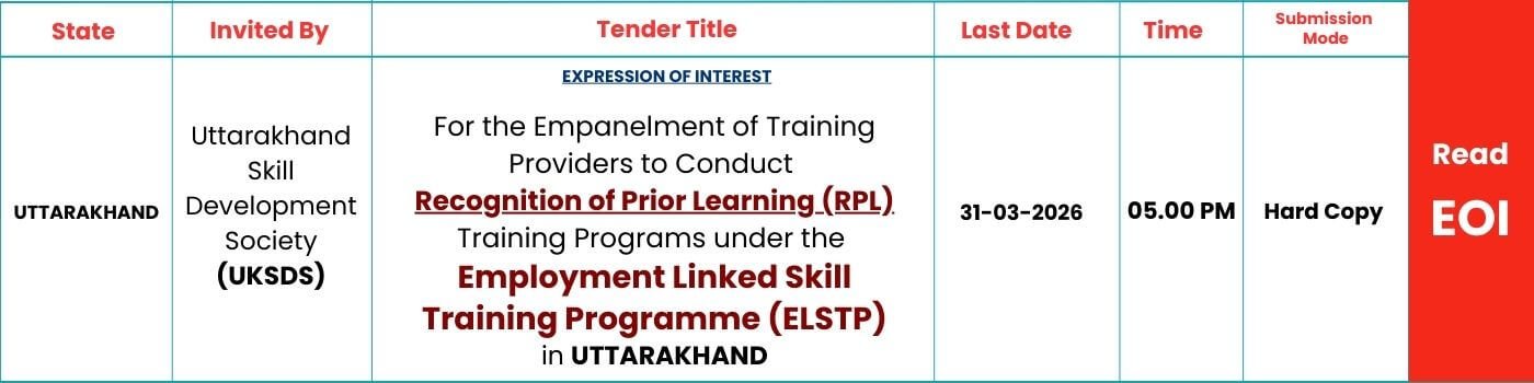 SKILLSPEDIA EOI UKSDS UTTARAKHAND RPL 2025-26